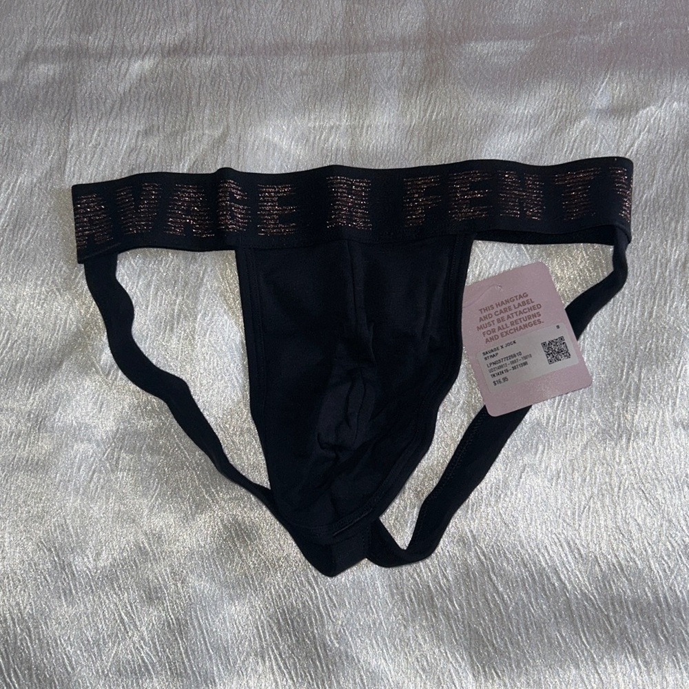 ⚠️final sale ⚠️Savage x fenty by Rihanna black jock strap size large MEN